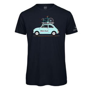t-shirt white roads m_500 blu navy