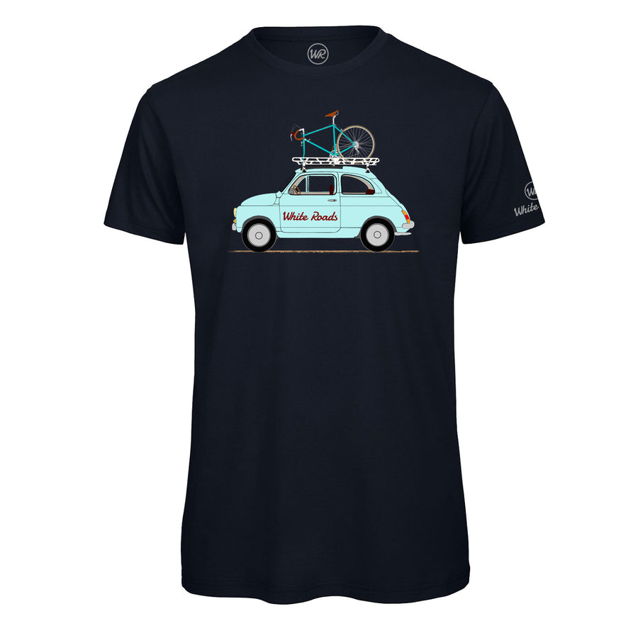 t-shirt white roads m_500 blu navy